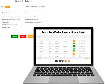 RestroFood WordPress Restaurant Table Reservation Add-on